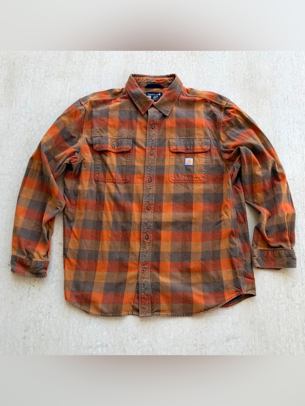 Carhartt Loose Fit Men’s X-Large Flannel Button Up Plaid Long Sleeve Heavy